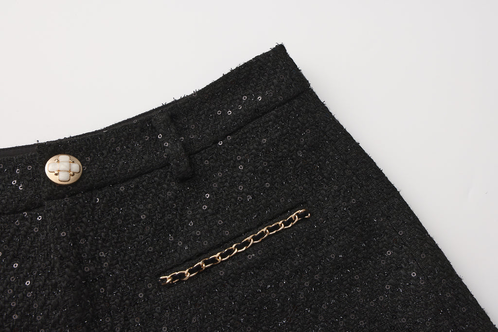 Black Tweed Shorts