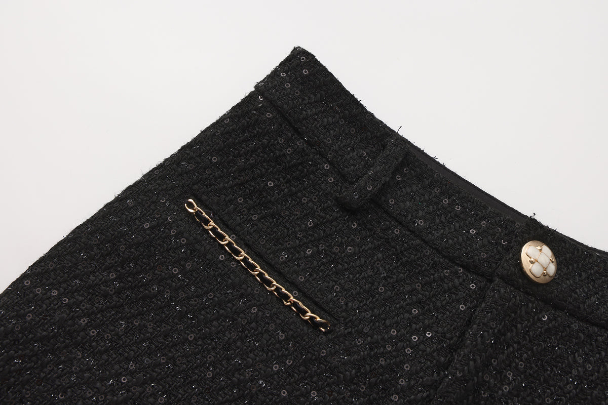 Black Tweed Shorts
