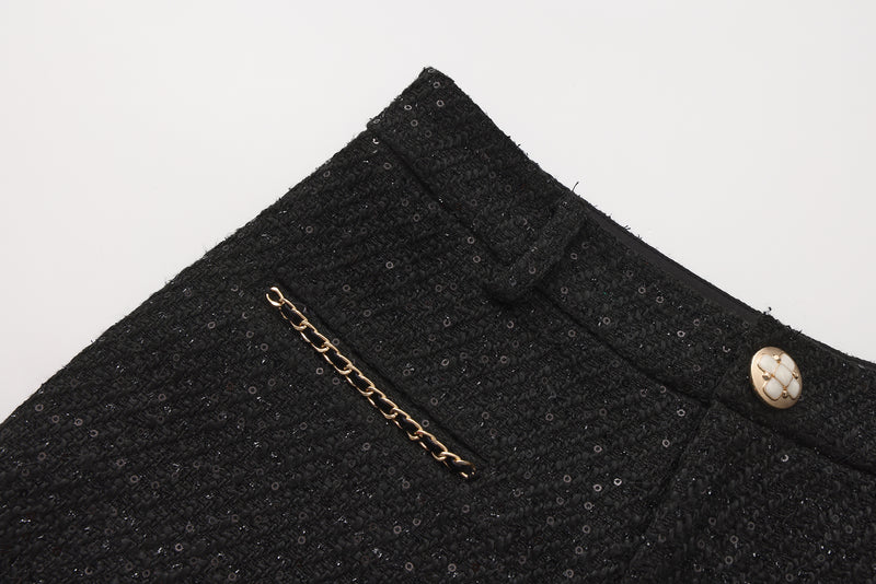 Black Tweed Shorts