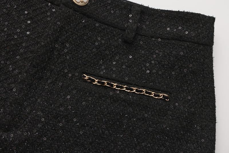 Black Tweed Shorts