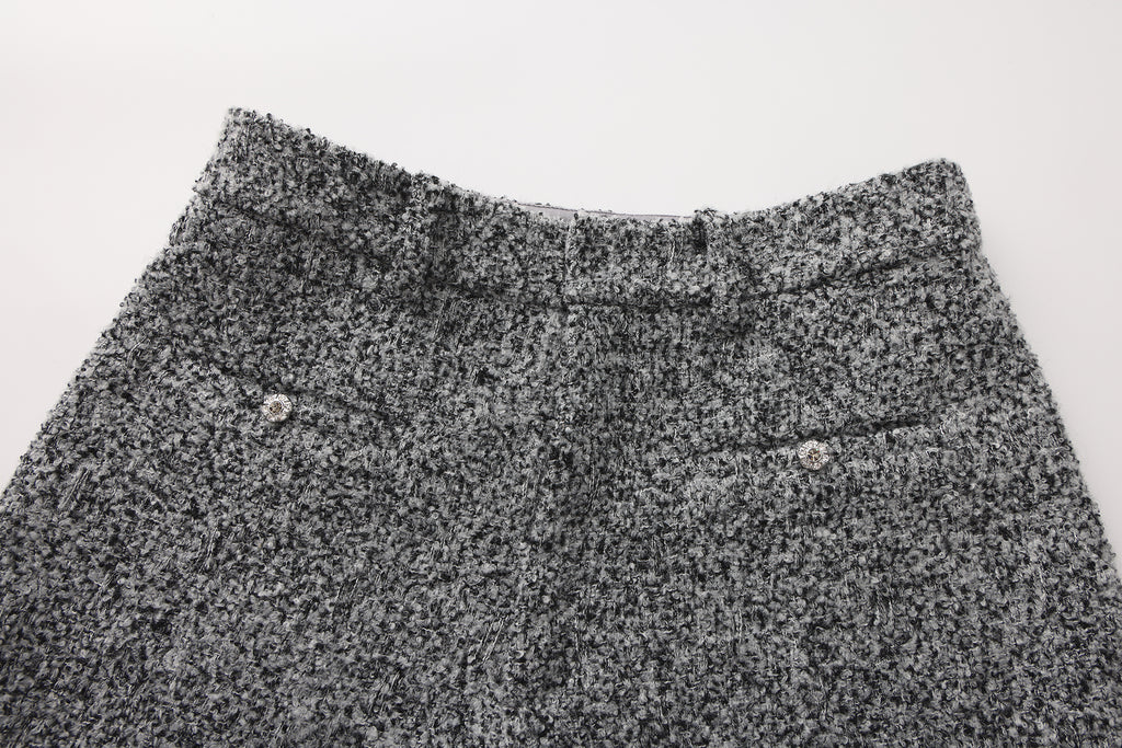 Gray Looped Woolen Shorts