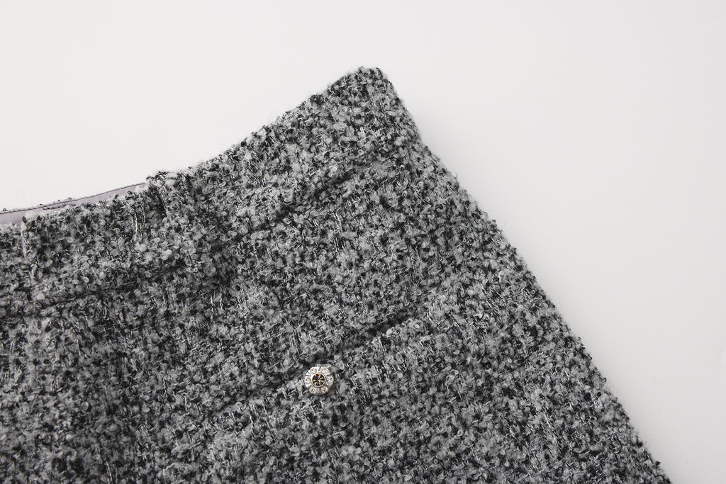 Gray Looped Woolen Shorts