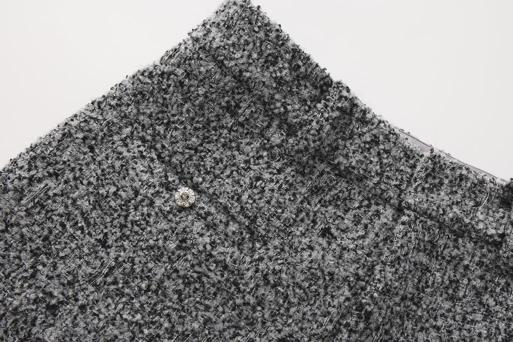 Gray Looped Woolen Shorts