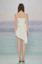 WHITE SANTINE LACE DRESS