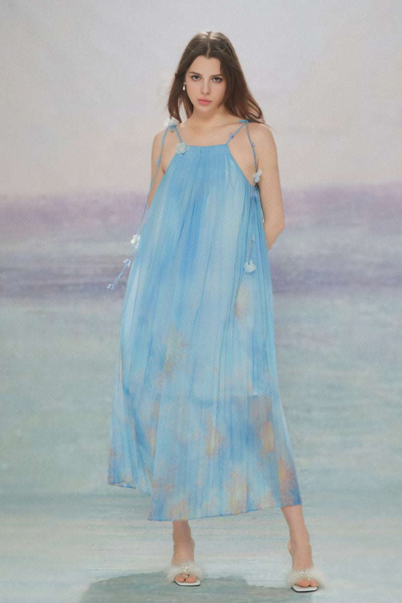BLUE PRINTED DRESS