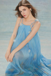 BLUE PRINTED DRESS