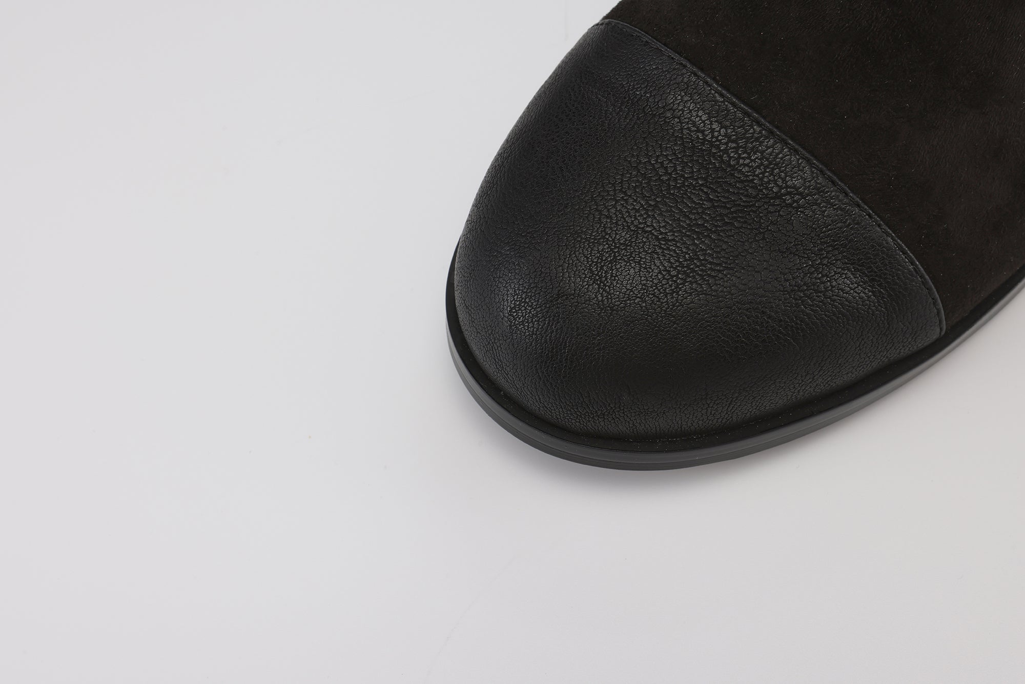 Black Metal-Buckled Knee-High Boots