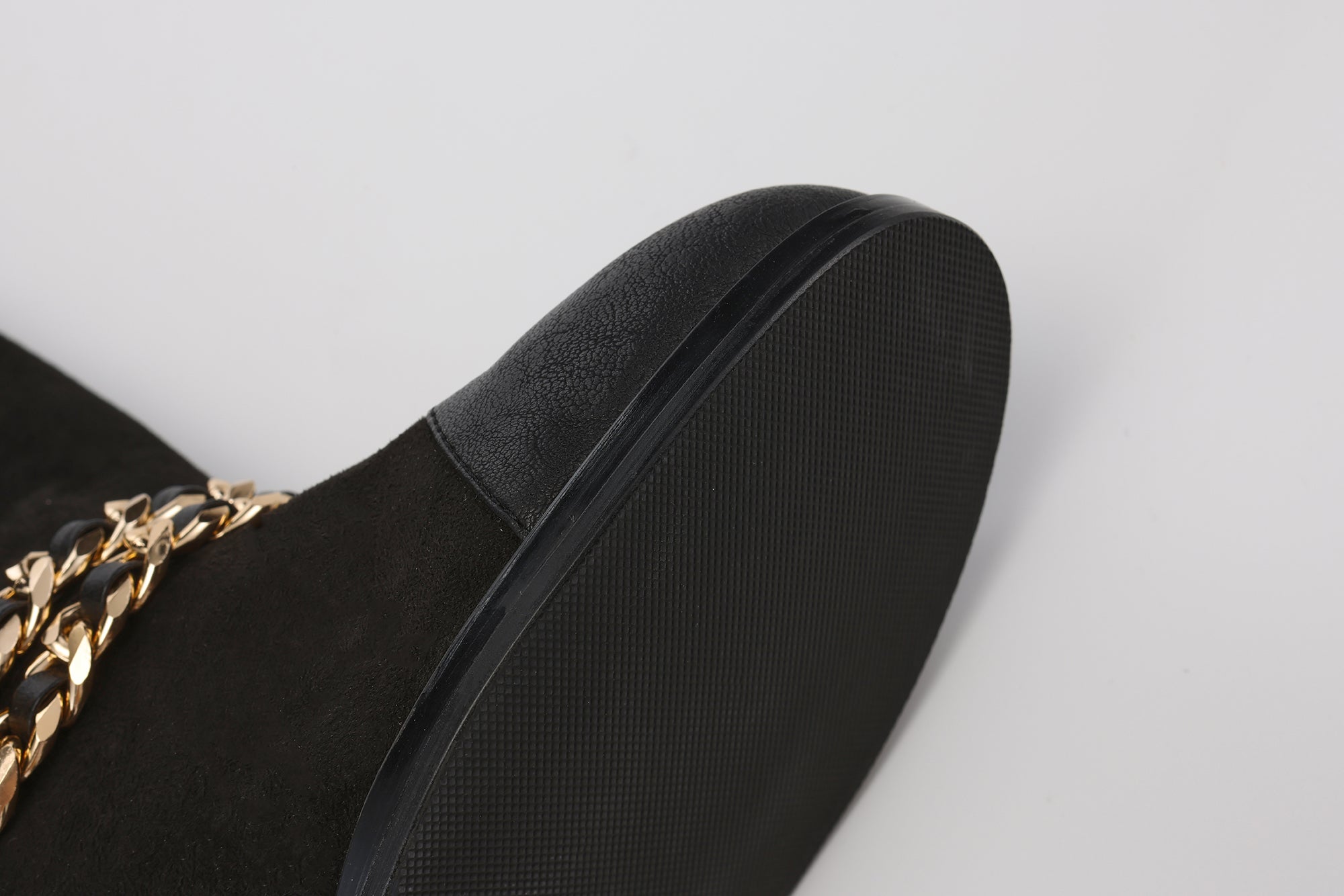 Black Metal-Buckled Knee-High Boots