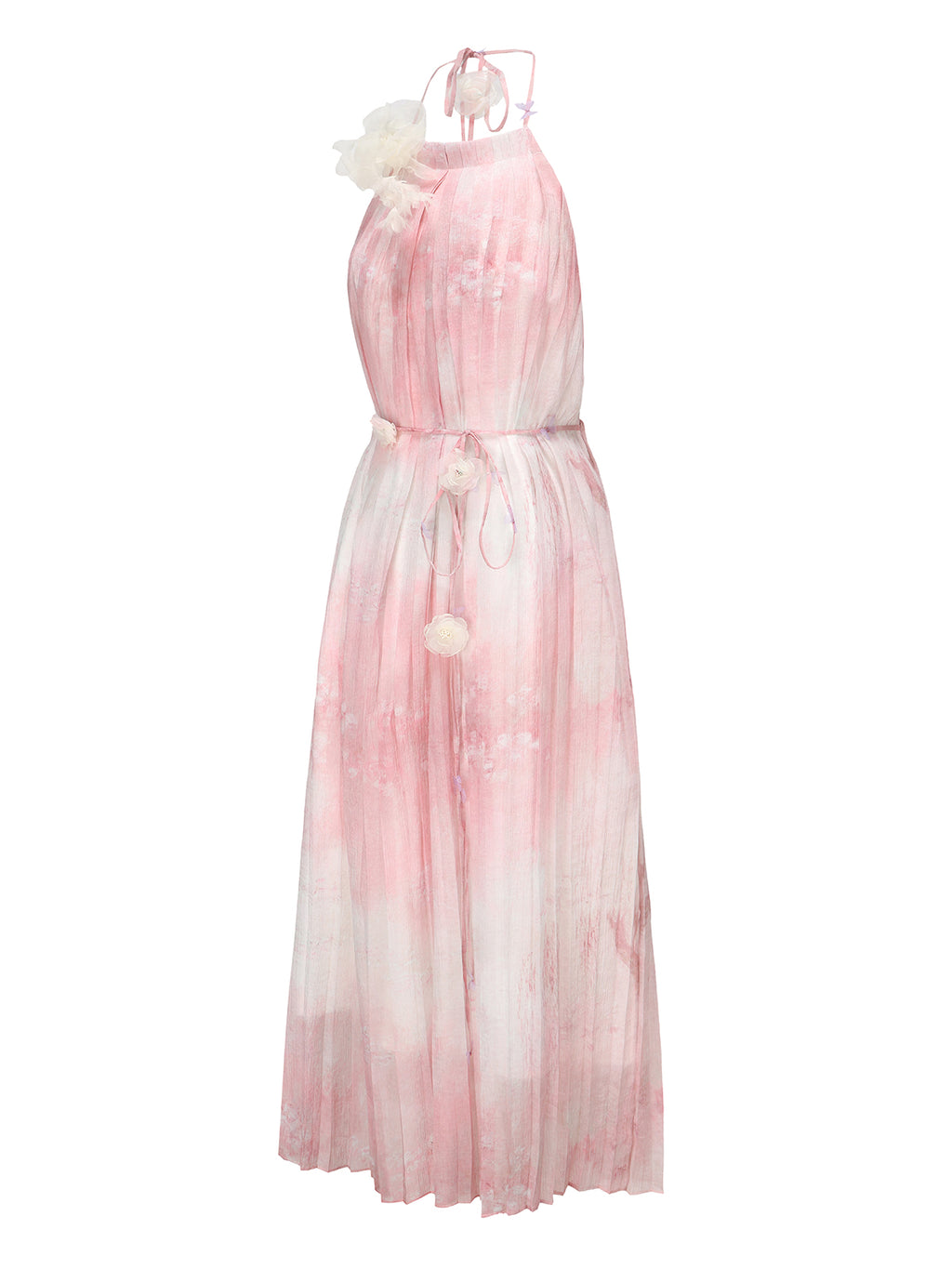 PINK PRINTED HALTER DRESS