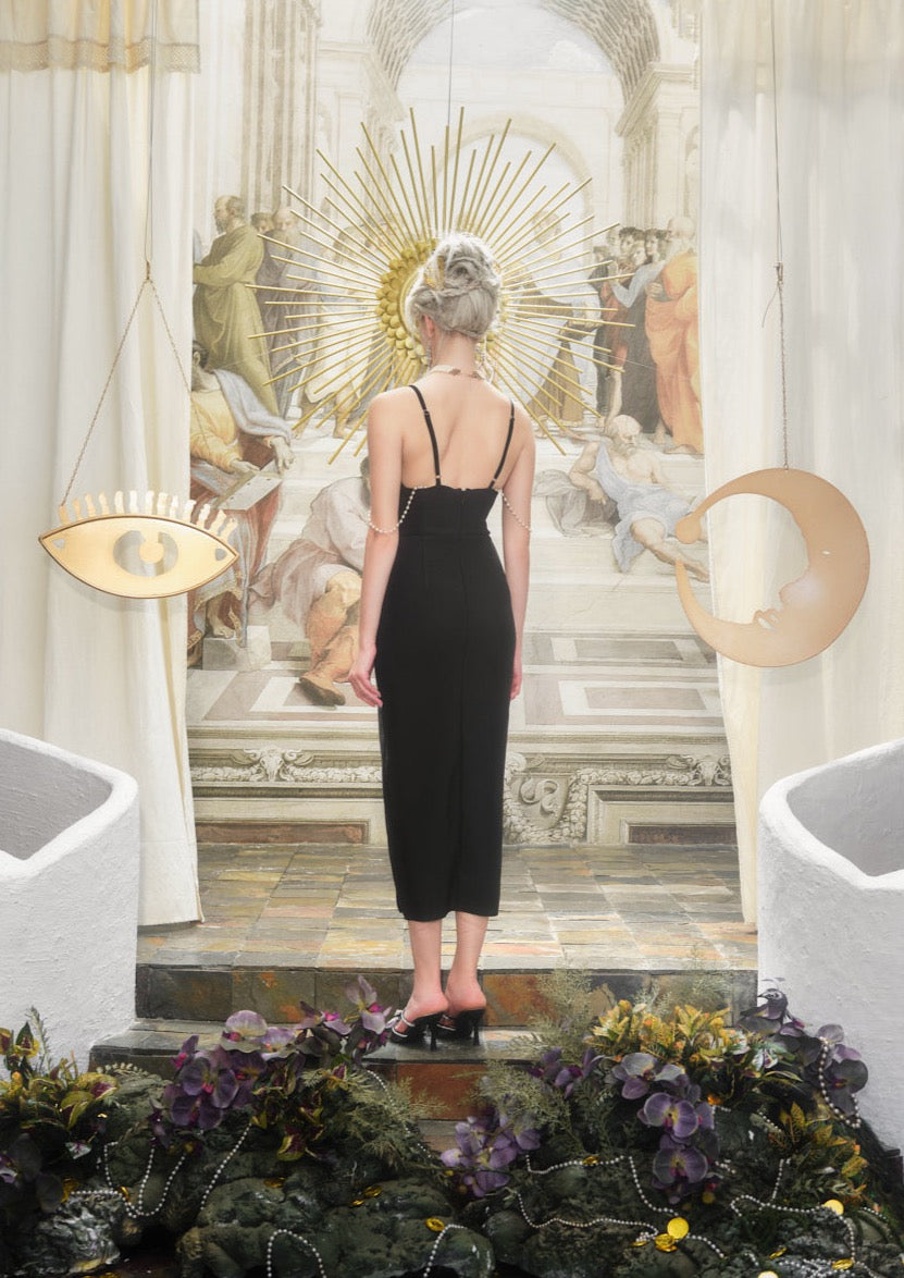 BLACK RHINESTONE DRESS