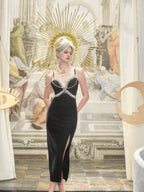 BLACK RHINESTONE DRESS