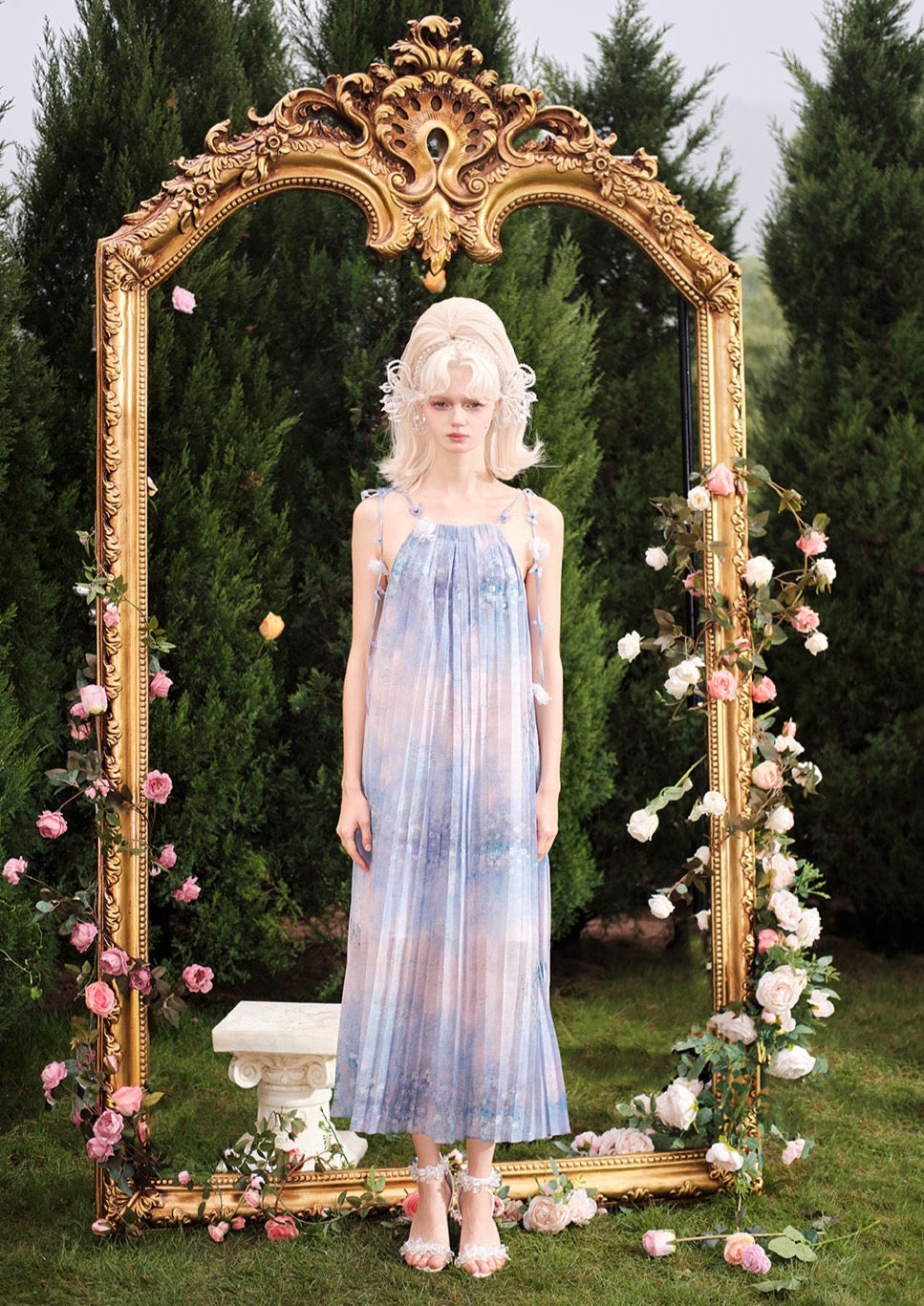 BLUE PRINTED MAXI DRESS