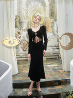 BLACK FISHBONE DRESS