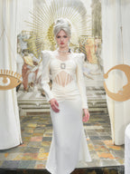 WHITE FISHBONE DRESS