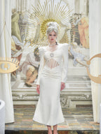 WHITE FISHBONE DRESS