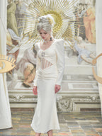 WHITE FISHBONE DRESS