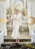 WHITE FISHBONE DRESS