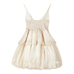 LIGHT CHAMPAGNE AQUA SATIN CAKE DRESS
