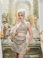 GOLD TWEED TANK TOP & SKIRT