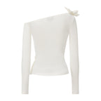 Off-White One-Shoulder Iris Floral Knit Top