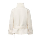 White Stand Collar Double-Breasted Chain Trench Coat