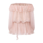 Pink Shimmering Iris-Patterned Long-Sleeved Top