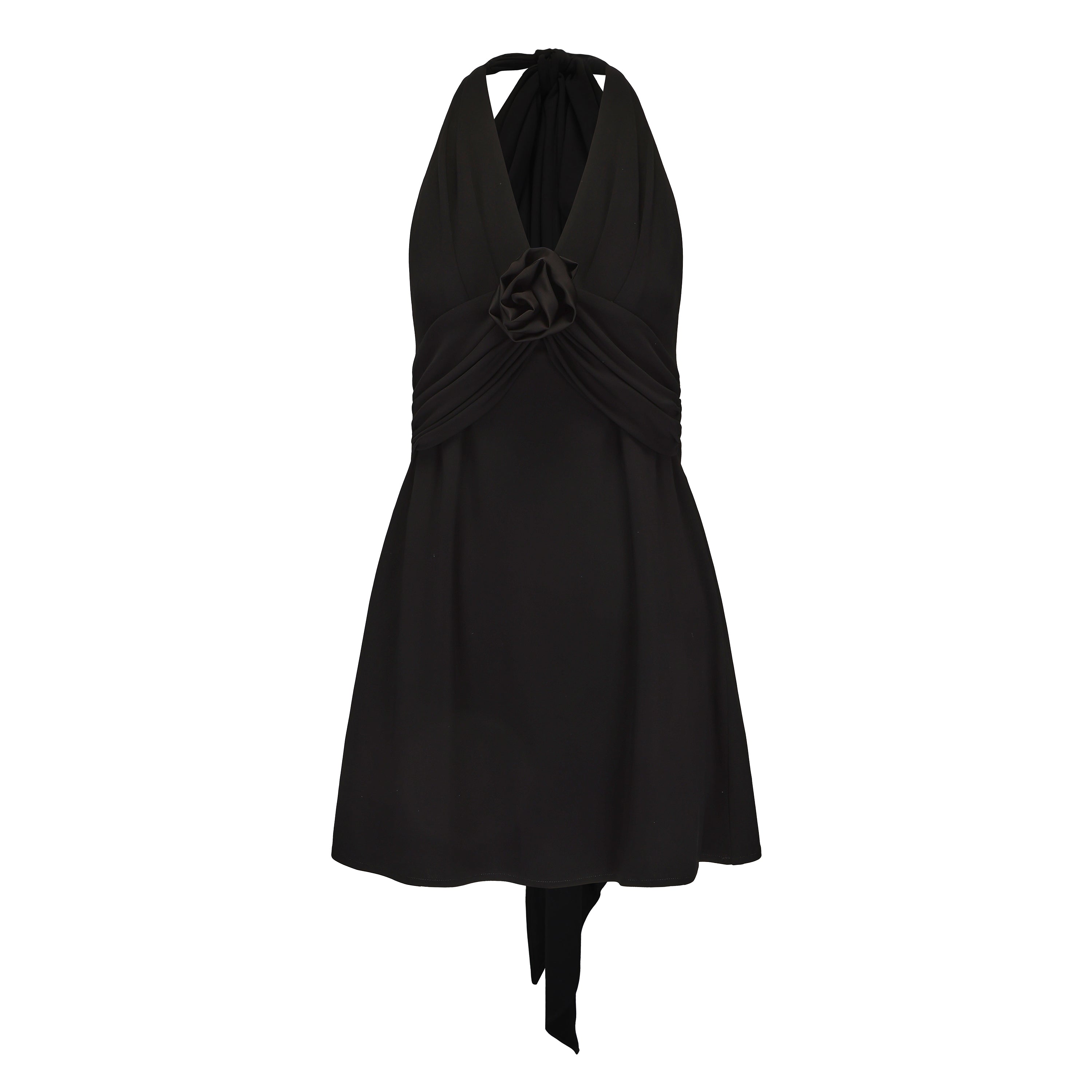Black Halter Santin Dress