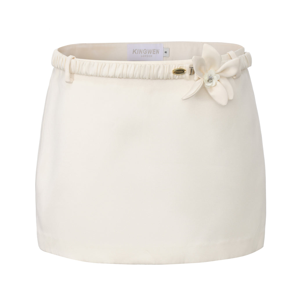 White A-Line Skirt with Beaded