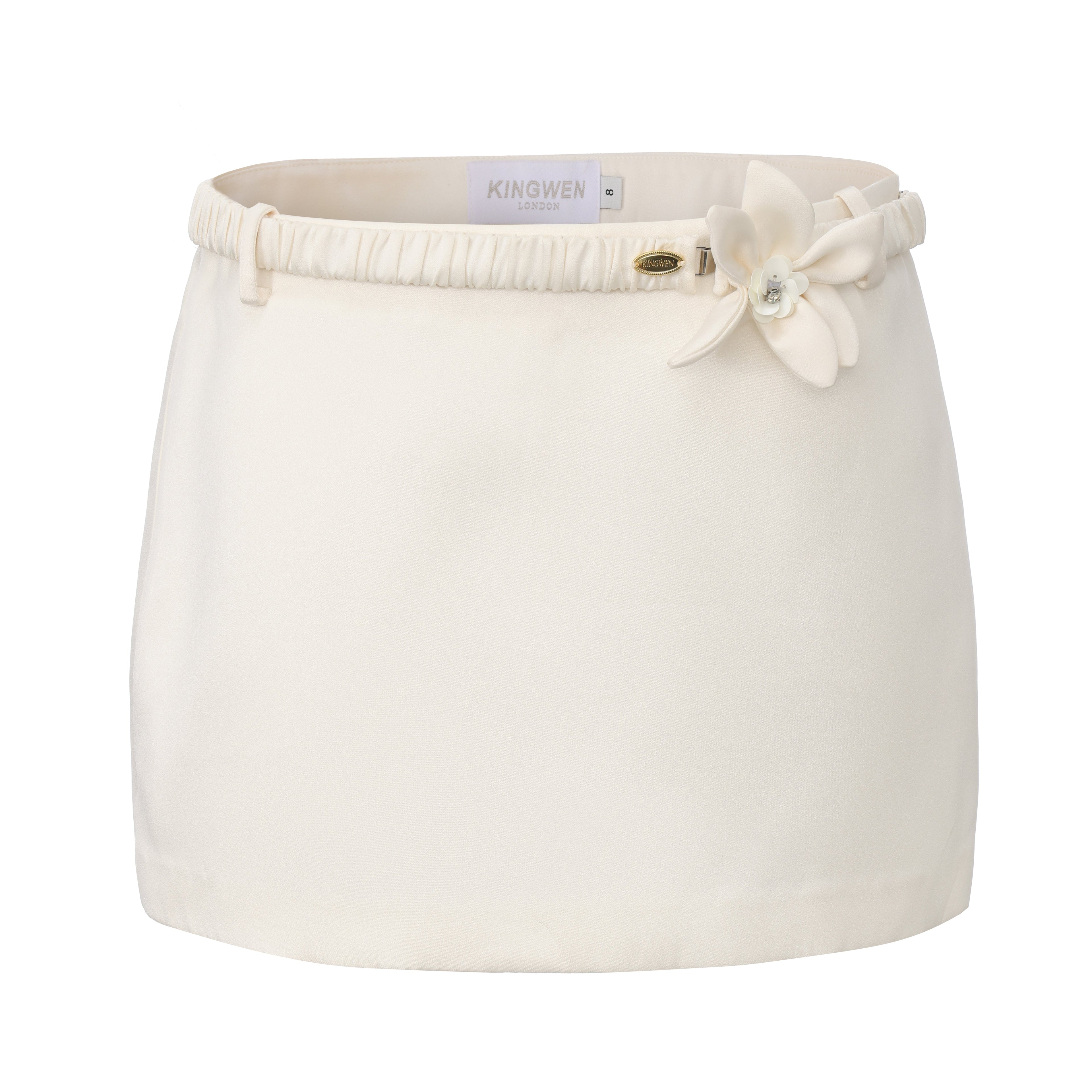 White A-Line Skirt with Beaded