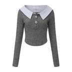 Gray Knit Patchwork Base Layer
