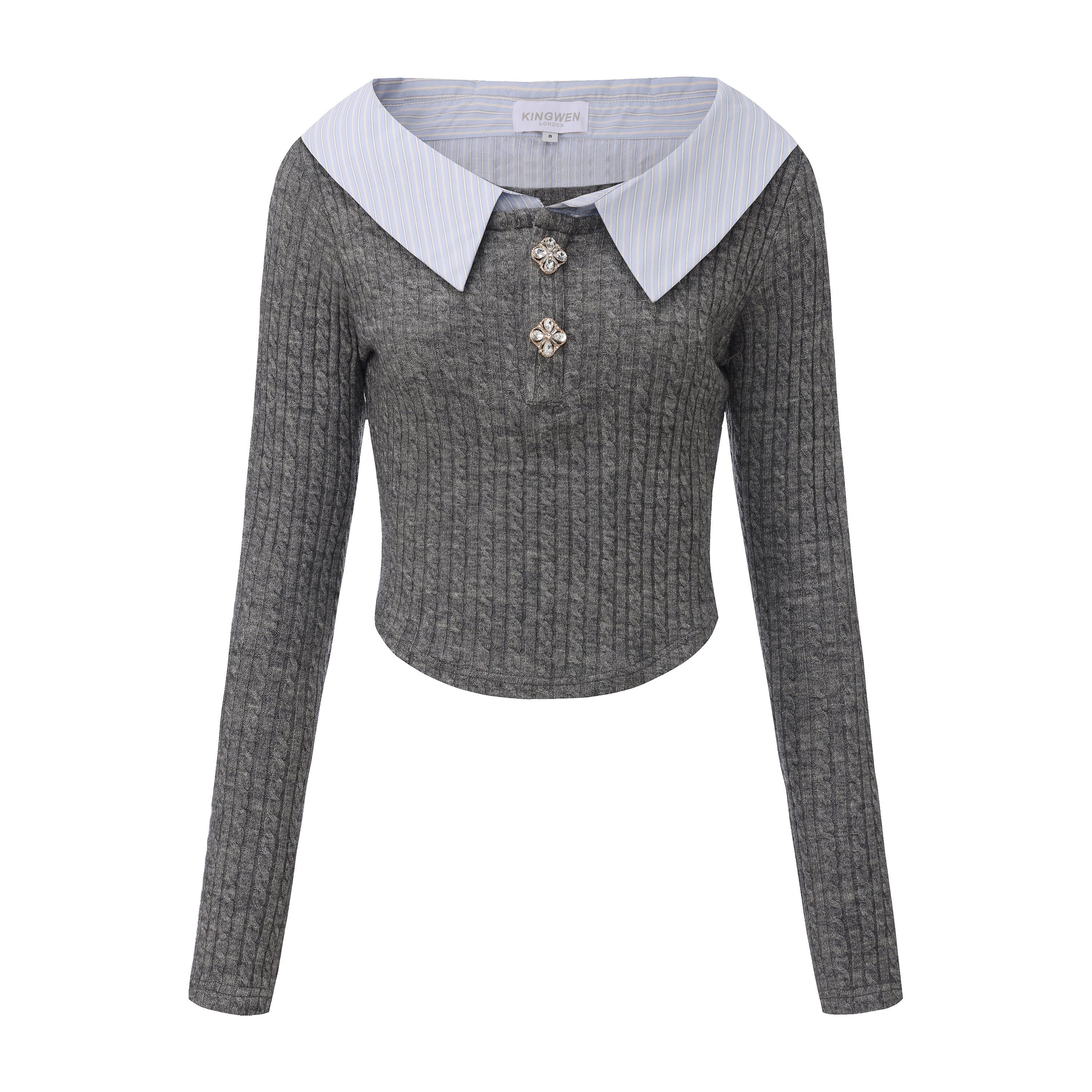 Gray Knit Patchwork Base Layer