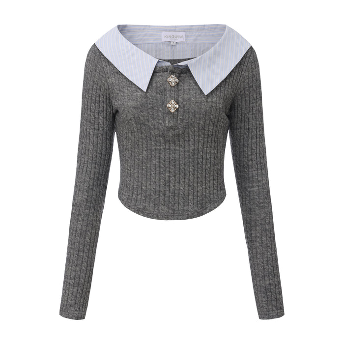 Gray Knit Patchwork Base Layer