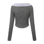 Gray Knit Patchwork Base Layer