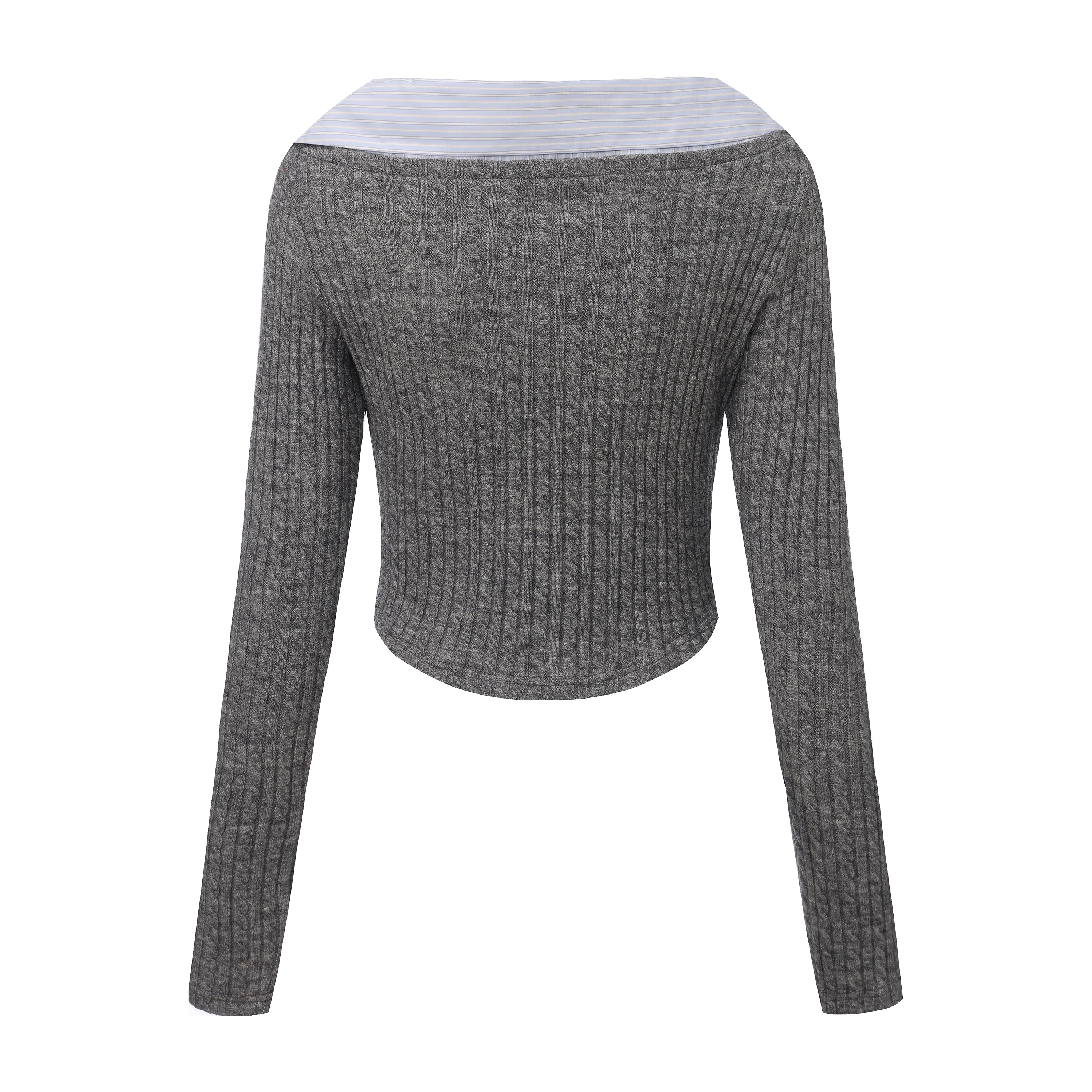 Gray Knit Patchwork Base Layer