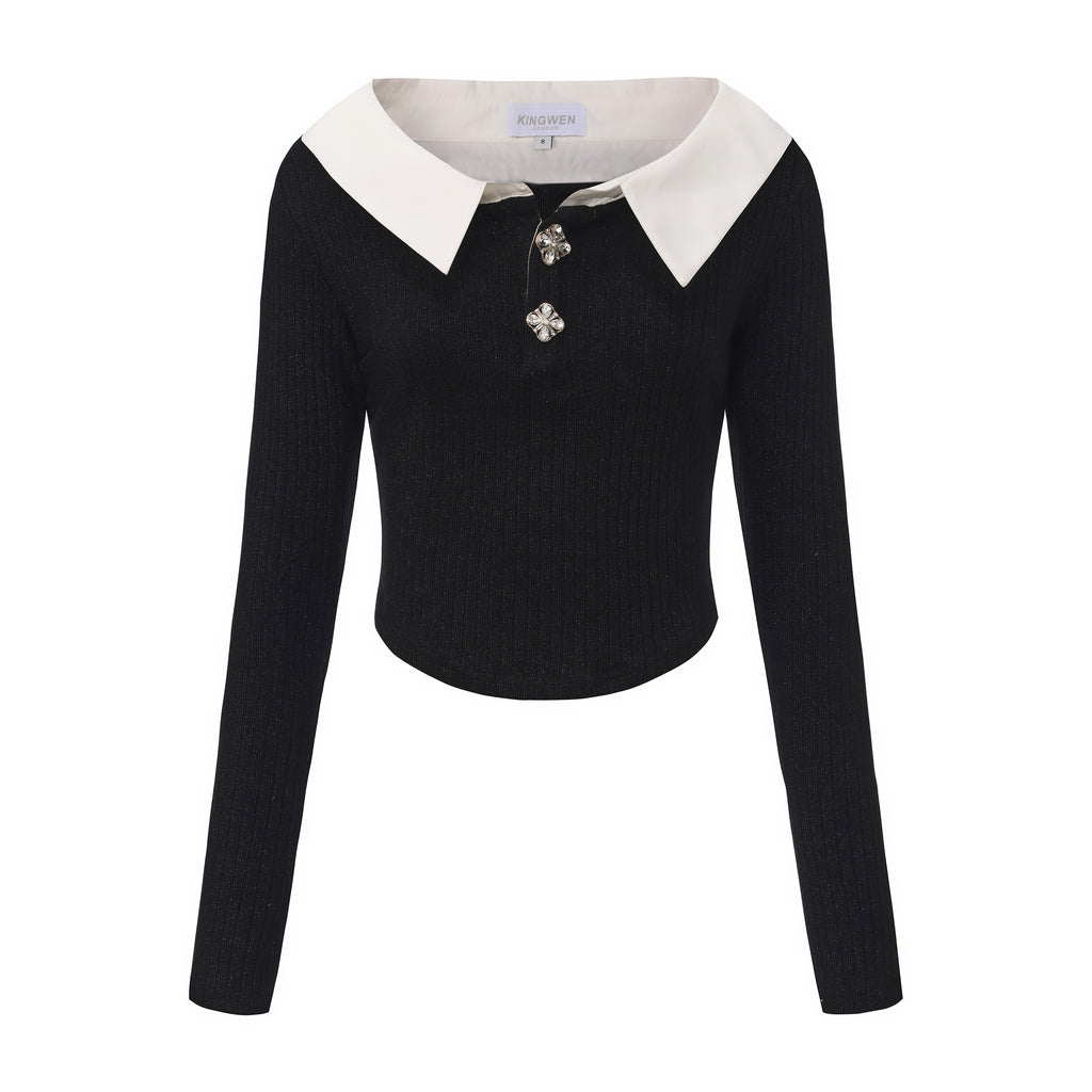 Black Knit Patchwork Base Layer