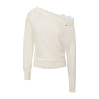 White Lace Panel Shell Knit Cardigan