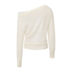 White Lace Panel Shell Knit Cardigan