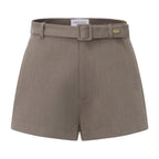 Warm Grey Wide Belt Shorts
