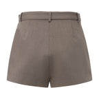 Warm Grey Wide Belt Shorts