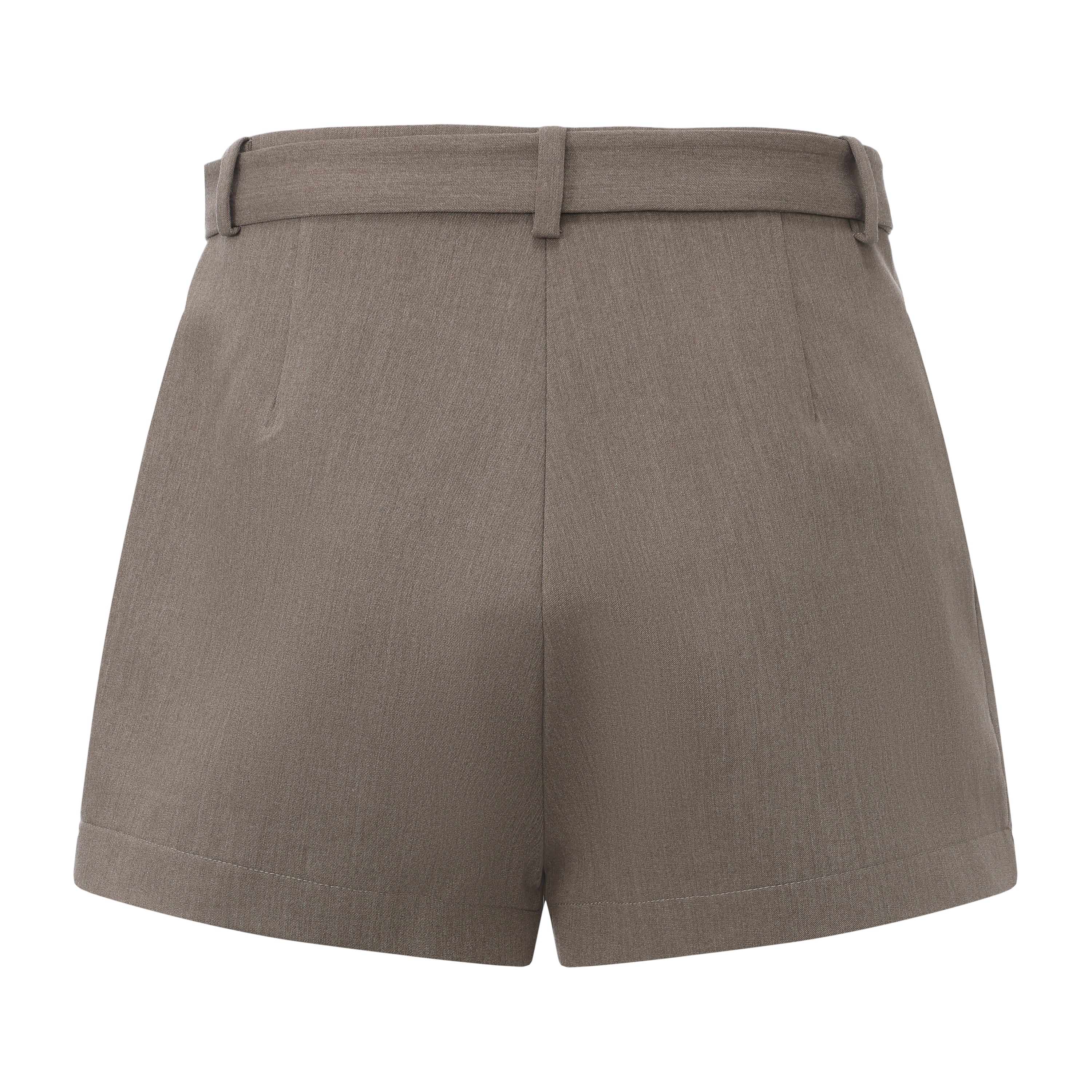 Warm Grey Wide Belt Shorts