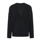 Black Oversized Knit Chain Detail Gold Button Cardigan Coat