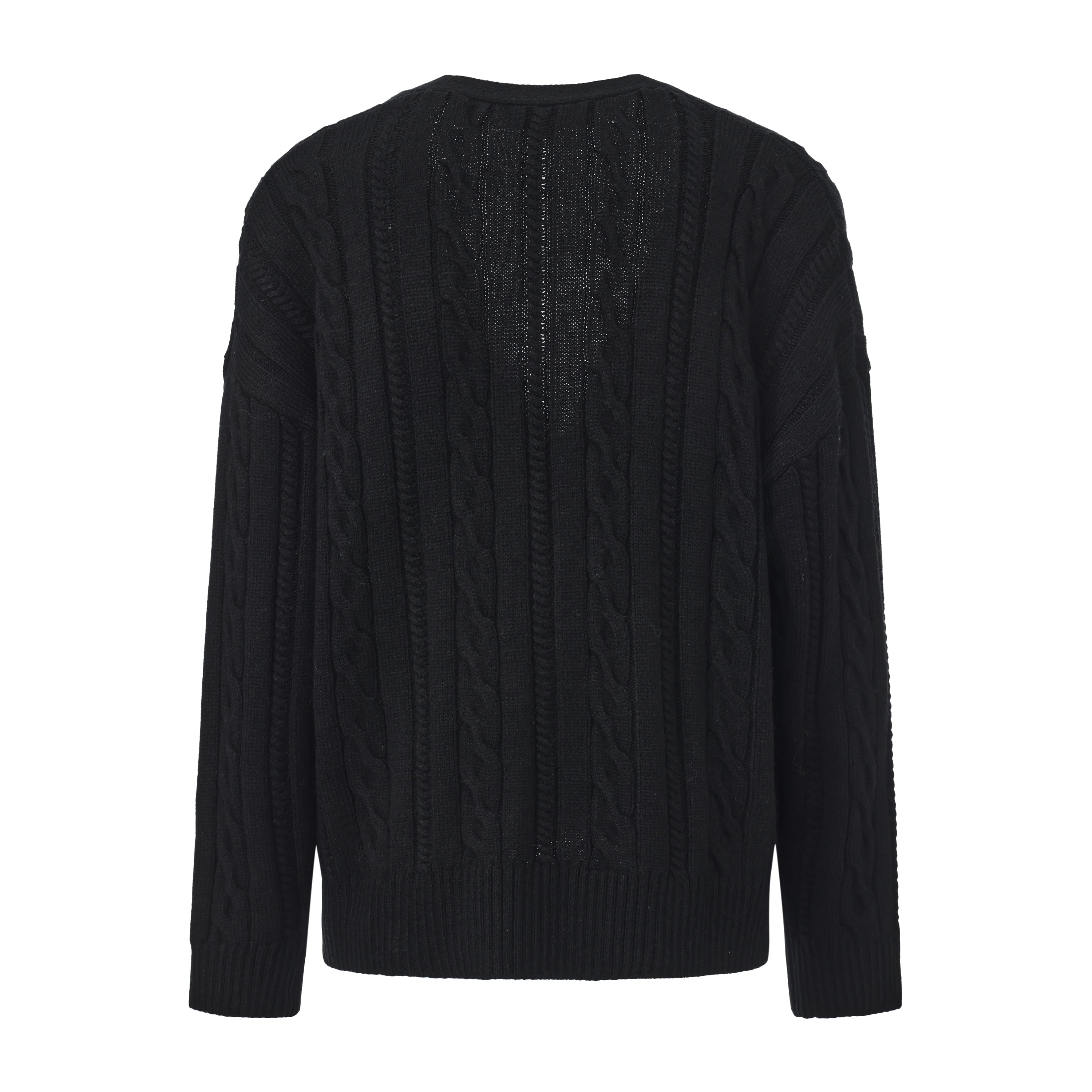 Black Oversized Knit Chain Detail Gold Button Cardigan Coat