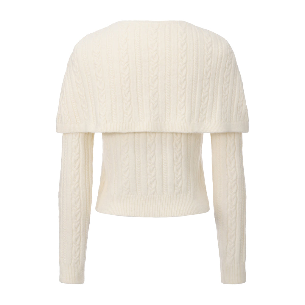White Iris Pearl Knit Cape Cardigan / Pants