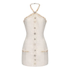 White Tweed Halter Dress