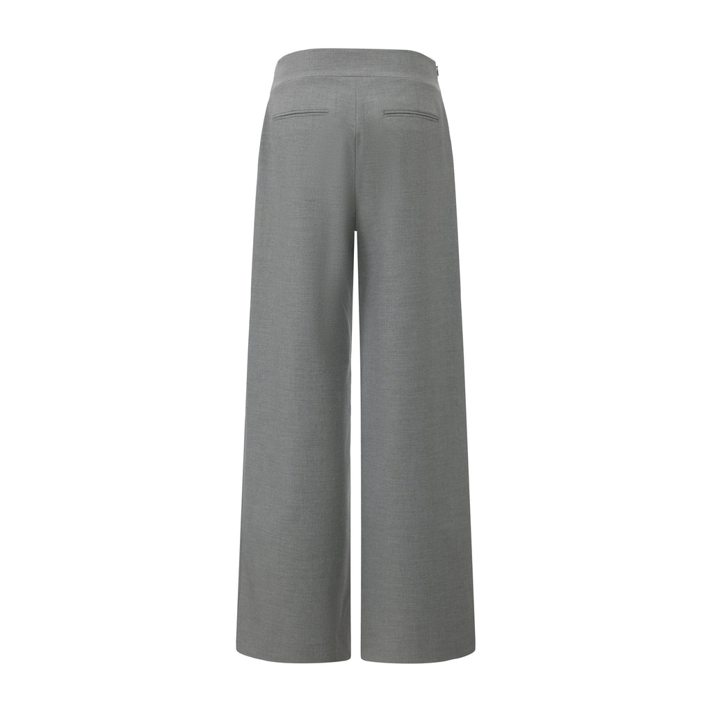 Warm Grey Bow Hollow Spliced Straight-Leg Pants