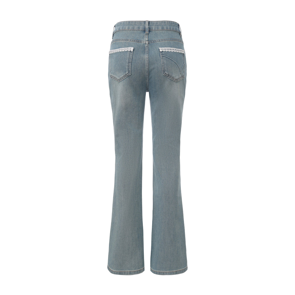 Flared Jeans With Lace Pockets