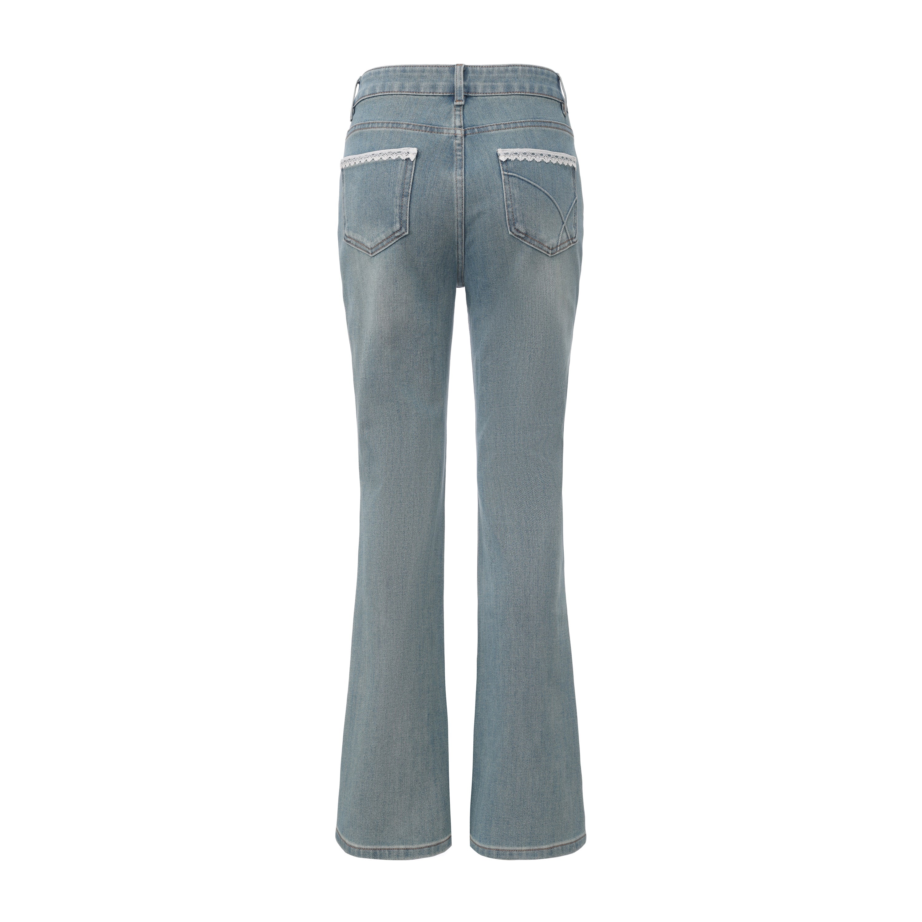 Flared Jeans With Lace Pockets