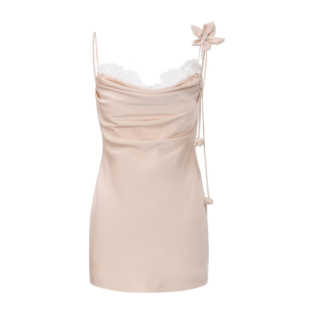 Pink Lace Panel Iris Tie Dress