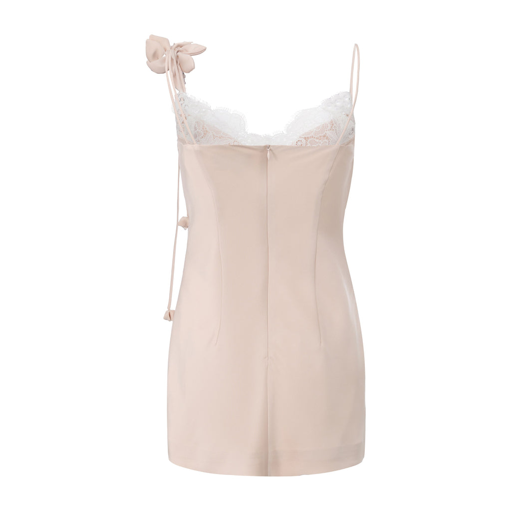 Pink Lace Panel Iris Tie Dress