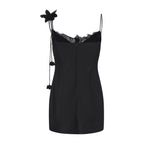Black Lace Panel Iris Tie Dress